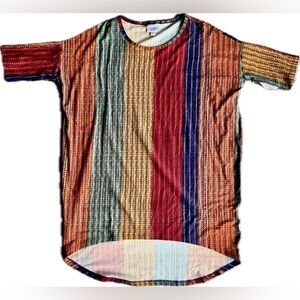LuLaRo Multicolor Striped Irma Shirt